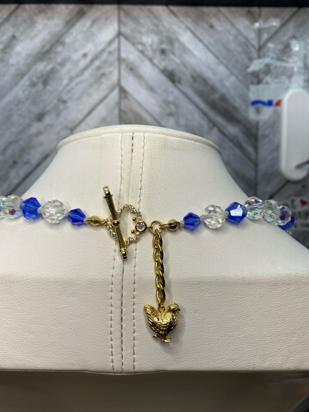 Crystal Vintage 24 inch Hand knotted with blue bicones Aprilsplace - Picture 2 of 6